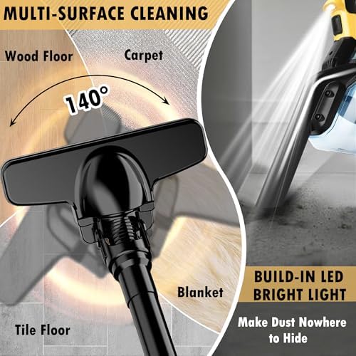Cordless Vacuum Cleaner for Dewalt 20V Battery, 5 in 1 Handheld Electric Vacuum with Washable HEPA Filter，50CFM 100AW Cordless Vacuum for Floor, Carpet, Car(Battery Not Included) - Image 3