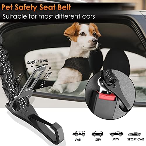 SlowTon Dog Car Seat Belt, 3 in 1 Latch Bar Attachment Dog Safety Seatbelt | Hook Latch Bar& Seatbelt Buckle, Reflective, Heavy Duty Nylon, Durability, Easy of Use, for Travel Riding, Black, 2 Pack - Image 5