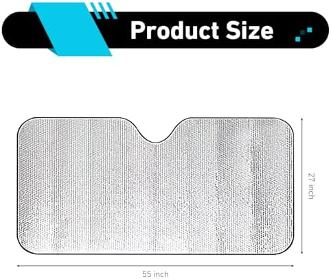 Car Windshield Sunshade, Foldable Reflective Aluminum Foil Windshield Sun Shade, 55.1" x 27.5" Front Window Sun Protector Cover, Universal for Most Cars, SUVs, Trucks (Silver #1) - Image 2