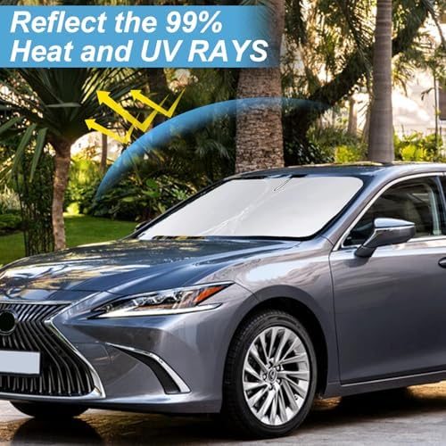 Sunshade for Lexus ES 2019-2024 2025 ES250 ES300h ES350 Sedan Sun Shade Windshield Cover Front Window Shield 210T Reflective Sun Visor Protector Blocks 99% UV Rays Car Accessories - Image 2