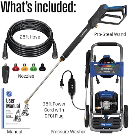Westinghouse WPX3400e Electric Pressure Washer, 3400 Max PSI and 2.0 Max GPM, Brushless Motor, Onboard Soap Tank, Spray Gun and Wand, 5 Nozzle Set, for Cars/Fences/Driveways/Homes/Patios/Furniture - Image 6