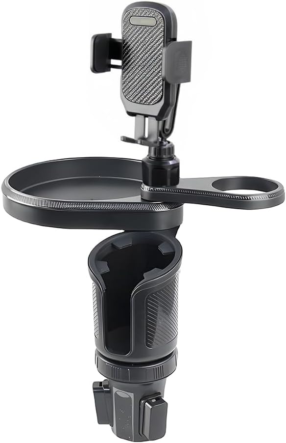 Car Cup Holder Tray, 3 in 1 Multifunctional Vehicle Food Water Bottle Phone Holder Expander Adapter with Adjustable Base, Detachable Auto Interior Food Tray Table, Universal Fit (Carbon Fiber) - Image 7