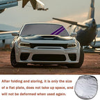 Front Windshield Sun Shade Fit for Dodge Charger Challenger Durango Journey Universal Fit to All Dodge Cars Foldable Sun Visor Protector Custom Fit Dodge Window Sunhade (Purple Trim) - Image 7