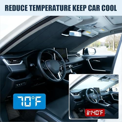 Windshield Sun Shade for Tesla Model 3 2018-2026, Model Y 2020-2026, Foldable 3-Layer High Reflective Silver Sunshade, Blocks UV Rays & Reduces Cabin Heat - Image 2