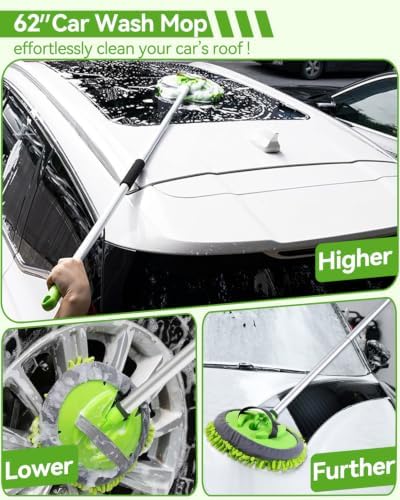 8Pcs Car Wash Kit, 62’’ Car Wash Brush with Long Handle, Microfiber Carwash Kit Set, Car Washing Supplies for Cars RV Truck Exterior - Image 2
