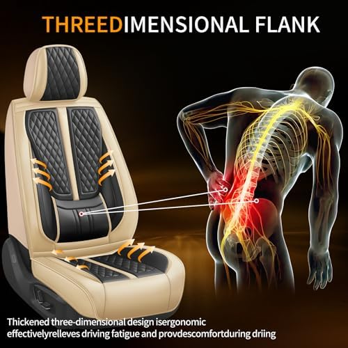 Fit Cherokee Car Seat Covers Compatible with Jeep Cherokee 2014-2024 2025 2026.Full Coverage Waterproof Leather,Compatible with Airbag,All - Weather Seat Cushion Protector(Full Set,Beige) - Image 7
