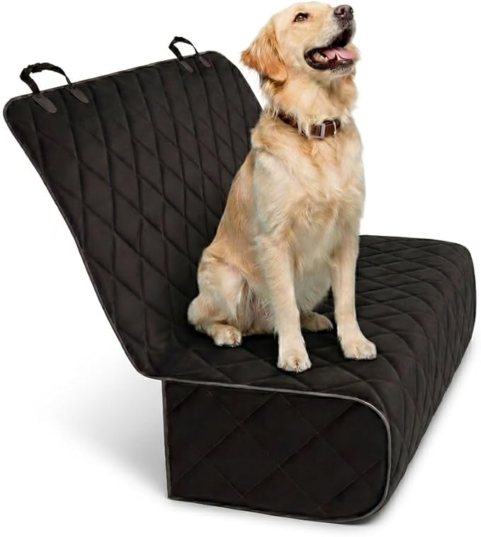 Black Car Rear Seat Cover for Dogs, Durable Waterproof & Scratch Resistant Vehicle Backseat Protector, Nonslip Dog Accessory & Pet Protection for Back Seats, Machine Washable by ActivePets