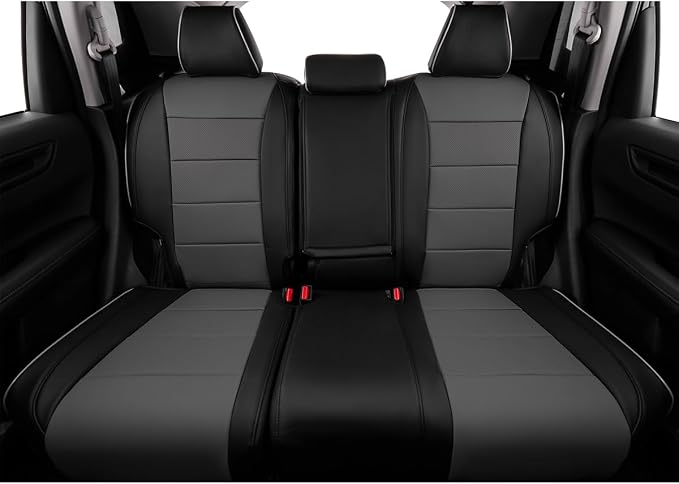 EKR Car Seat Covers for Honda HRV 2019-2022,Leatherette Full Set | Custom Fit for Honda HRV LX 2019-2022 Factory-Like Fit,360°Protection,Faux Leather(Black/Gray) - Image 4