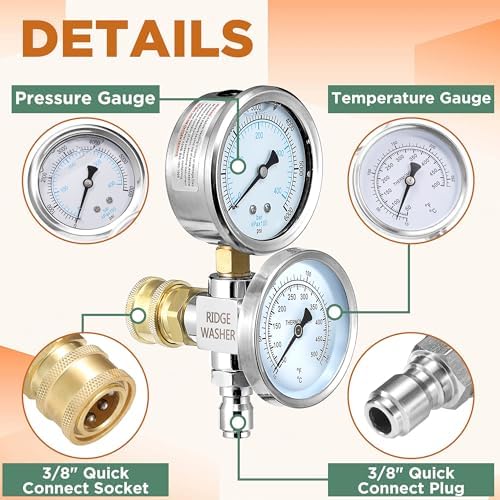 RIDGE WASHER 2-in-1 Pressure Washer Gauge Emperature Gauges, 6000 PSI - Image 6