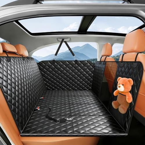 HOB4U Dog Car Seat Cover for Back Seat, Hard Bottom Dog Back Seat Extender | Dog Hammock for Car SUV and Truck, Waterproof, Supports 400LBS, Anti Scratch, Easy to Clean by HOB4U