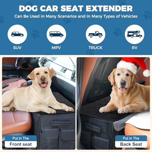 Back Front Seat Extender for Large Dogs Up to 200 Lbs, Adjustable Dog Back Seat Extender with Cushion & Storage Box, Car Organizer Gap Filler for Front or Back Seat - Image 3