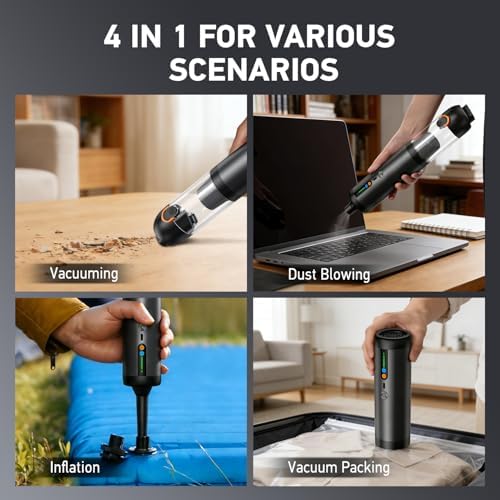 Car Vacuum Portable Cordless,18000Pa 4in1 Portable Handheld Cleaner Vacuum &Air Duster 2 Suction Modes Power Blowing&Inflating, Brushless Motor Vacuum with Multi Nozzles for Car,Keyboards, Office,Pet - Image 3