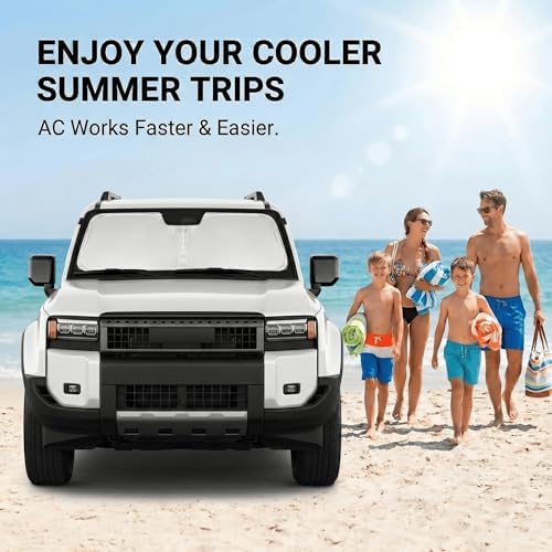 for Toyota Land Cruiser Windshield Sun Shade 2024 2025 2026 Sunshade Front Window Shade Custom Fit Land Cruiser Accessories Sun Visor Foldable Shade Blocks UV Rays Accessories - Image 4