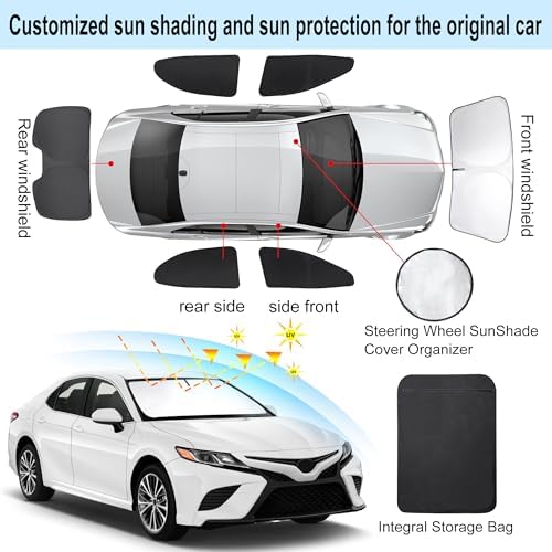 TINGLU Window Shades for Toyota Camry 2018-2024 Accessories Car Side Full Windows Rear Triangular Windshield Sun Shade Sun UV Rays & Privacy Protection for Camping,Napping,and Relaxing 6PCS - Image 3