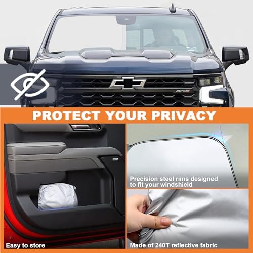 Foldable Front Windshield Sunshade fits Chevrolet Silverado 1500 2019-2026 - Image 5