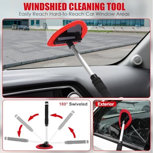 17PCS Car Cleaning Kit, Car Interior Detailing Kit with Red High Power Handheld Vacuum, Detailing Brush Set, Windshield Cleaner, Cleaning Gel, Complete Auto Accessories for Women - Image 3