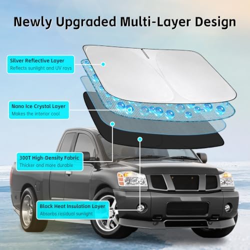 Windshield Sun Shade for Nissan Titan 2004-2015 Sunshade - Image 3