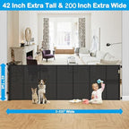 Reinforced 42" Extra Tall Retractable Dog Gate, 200" Extra Wide Baby Gate with Support Rods-Prevent Crawling Through, Outdoor/Indoor Baby Fence/Barrier/Blocker for Home, 16ft Retractable Garage Gate - Image 3