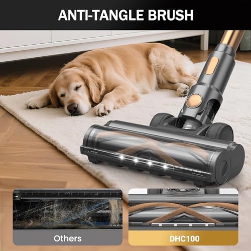 Cordless Vacuum Cleaner, 10-in-1 Lightweight Stick Vacuum with 45mins Runtime, Powerful Suction, LED Touch Screen, Rechargeable Vacuum Cleaners for Home Hardwood Floor Carpet Pet Hair (Gold) - Image 5