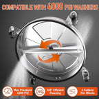 18" Pressure Washer Surface Cleaner with 4 Wheels, 4000 PSI Max Stainless Steel Surface Cleaner for Pressure Washer, 2 Extension Wands, 1/4" Quick Plug, for Concrete, Patio, Sidewalk, Deck - Image 4