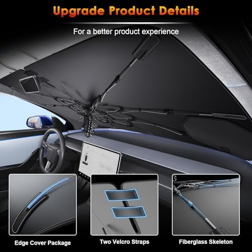 for Windshield Sunshade Umbrella for 2022-2026 Toyota Tundra 3rd Gen Custom Fit Windshield Sun Protector Cover 6-Layer Heat-Resistant Fabric, Ultra-Strong Fiberglass Frame (for 2022-2026 Tundra) - Image 5