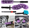 4 Pack Wheel Tire Cleaning Brush Kit Cars Motorcycles RVs Trucks Rim Hub Ultra Soft Microfiber No Spatter 360 Bendable Synthetic Woolies Wash Vehicles Bristle Set by Unknown