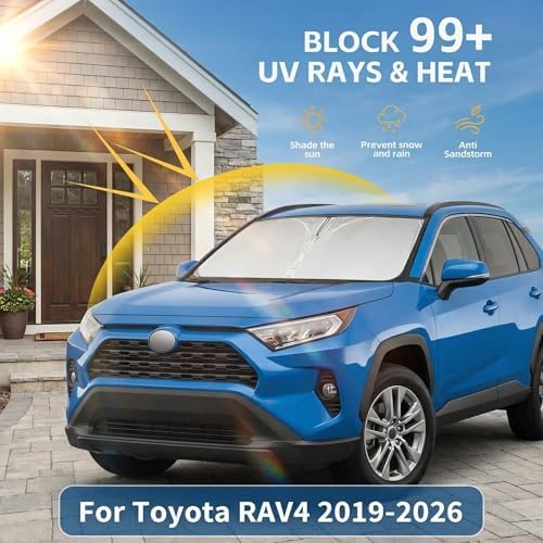 for 2019-2024 2025 2026 Toyota RAV4 Windshield Sun Shade, Front Window Shade Custom Fit RAV4 LE, XLE, Premium, XSE, Limited, SE, TRD Off-Road Sun Visor Foldable Sunshade Blocks UV Rays Car Accessories - Image 2