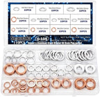 110pcs Oil Drain Plug Crush Washer Gasket Seal Assortment 50pcs Cooper and 60pcs Aluminum Oil Plug Washers-10mm 12mm 14mm 16mm 18mm O-105 by Seamaka