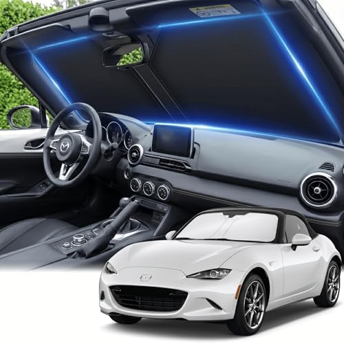 for Mazda MX5 Miata Windshield Sun Shade 2016-2026 Sunshade Front Window Shade Custom Fit MX-5 Miata Accessories Sun Visor Foldable Shade Blocks UV Rays Accessories by AuyNeas