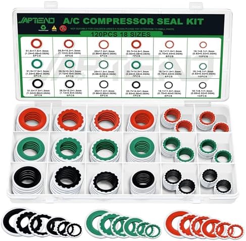 120PCS A/C Compressor Seal Washers Assortment Kit, A/C Gaskets by Japtend