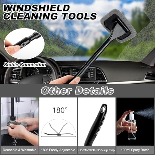 Car Cleaning Kit, Car Vacuum Interior Detailing Cleaner Kit with High Power Handheld Vacuum, Brush Set, Windshield Tool, Duster, Towels, Complete Car Care Tools for Women (Black) - Image 4
