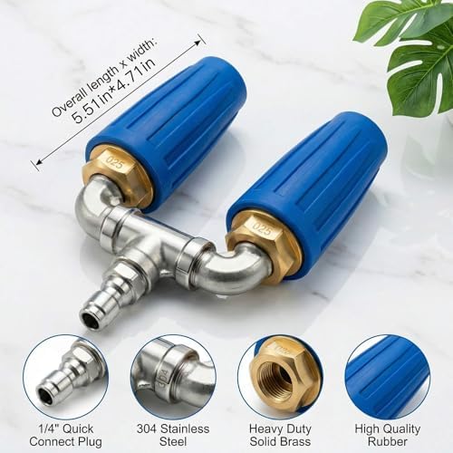 Dual Turbo Nozzle for Pressure Washer, 4000 PSI 1/4" Quick Connect (Blue) - Image 3