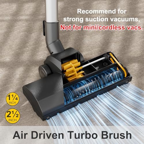 Turbo Brush Head Shop Vac Accessory 1.25" with 2.5" Hose Adapter, 1-1/4" 2-1/2" Shopvac Attachment for Wet Dry Vacuums, Ideal for Pet Hair Removal on Carpets Area Rugs Hardfloors - Image 2