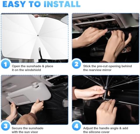 KUST Windshield Sun Shade Umbrella for 2011-2025 2026 Kia Sportage | Custom Fit Windshield Sunshade | Foldable Sunshade with Bendable Handle | Blocks Heat & UV Rays Keep Car Cool Sunshield - Image 6