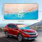 Windshield Sun Shade for Car, 63"x28.5" Universal Fit Front Window Sunshade with Double Steel Ring Frame, Car Sun Shade, UV Protection Windshield Cover with Storage Pouch (Beach) - Image 7