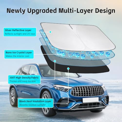 Windshield Sun Shade for Mercedes Benz GLC 300 260 GLK 2016-2026 Sunshade - Image 3
