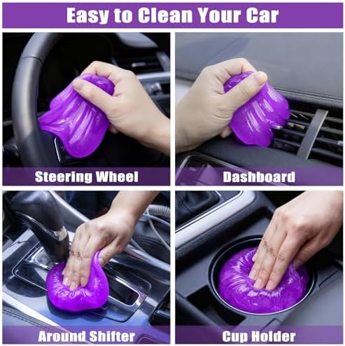Windshield Cleaner Tool, 17Pcs Car Interior Detailing Kit, Detailing Brush, Towels, Duster, Car Cleaning Kit Interior for RVs, Truck, Trailer (Purple) - Image 5