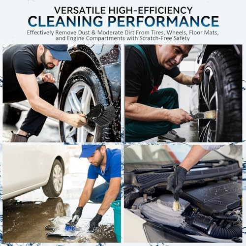 Tire Brushes for Cleaning Tires, Car Wheel Brushes for Cleaning Wheels, Rim Cleaner Brush for Car Detailing, Premium Wheel Cleaner Brush Kit Safe for Cars, Trucks, SUVs, RVs, Motorcycles - Image 3