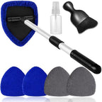 Qydipclin 7pcs Windshield Cleaner Tool Car Window Cleaning Wash Kit with 4 Reusable Microfiber Pads 1 Spray Bottle and Extendable Handle Auto Glass Wiper Kit, Blue&Gray by Qydipclin