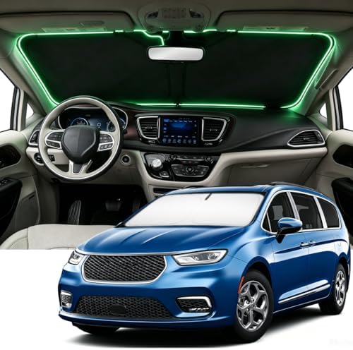 Windshield Sun Shade for 2017-2026 Chrysler Pacifica Minivan Compatible Accessories-4 Layers Custom Fit Foldable Front Window Sunshade Sun Visor Protector, Block UV Rays Keep Your Car Cooler by Unknown