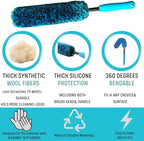 oesee PRO Choice 4 Pack Long Handle Wheel Brush Kit for Cleaning Wheel and Tire- 2X Soft Wheel Cleaning Brush, Detailing Brush and Stiff Tire Brush - Image 7