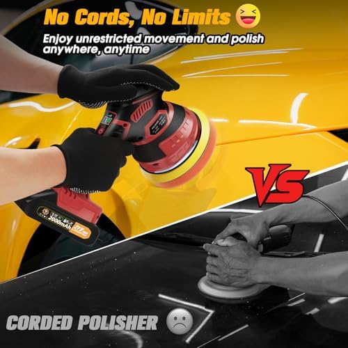 Cordless Car Buffer Polisher kit, DA Polisher with 2*21V Batteries - Image 2