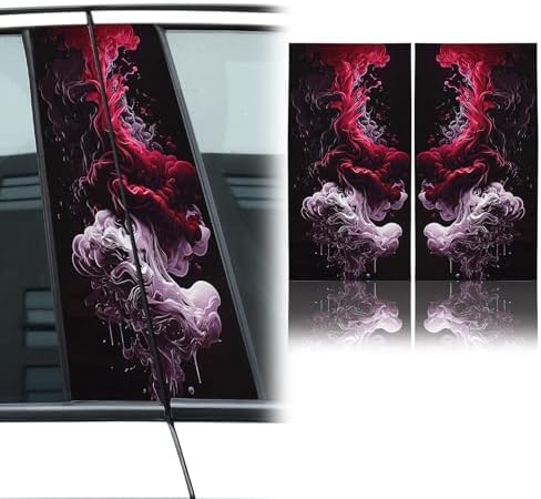 1Pair Car Center Pillar Stickers, Anti-Scratch Vinyl B-Pillar Protectors, HD Printed Smoke Pattern Symmetrical PET Waterproof Decals, Auto Center Column Decor, DIY Car Doors Pillar Decal (Purple) by XhuangTech