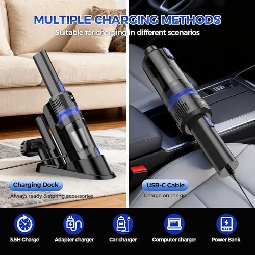 Handheld Vacuum with Type-C Charging, Rechargeable Battery Powered, Lightweight for Home Office Pet - Image 3