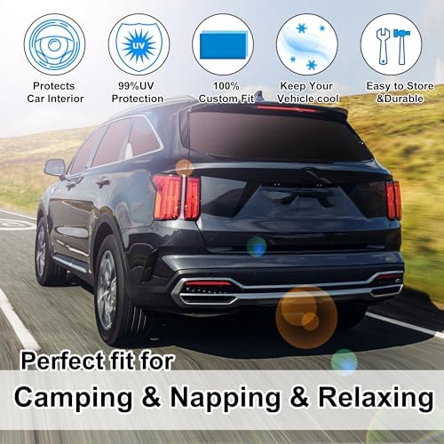 TINGLU Window Shades for Kia Sorento 2016 2017 2018 2019 2020 Accessories Car Side Full Windows Rear Triangular Windshield Sun Shade Sun UV Rays & Privacy Protection for Camping,Napping,Relaxing 8PCS - Image 6