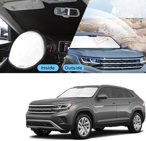 TINGLU Sun Shade for Volkswagen Atlas VW Atlas Cross Sport 2018-2025 2026 Accessories Windshield Sun Shade Window Shade UV Rays Protection Sun Visor Cover with Steering Wheel Sunshade Storage Bag - Image 6