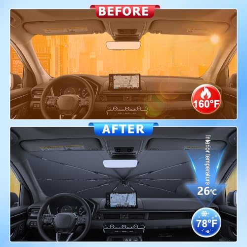 for Car Windshield Sunshade Umbrella 2023-2025 2026 Honda Pilot Custom Fit Windshield Sun Protector Cover 6-Layer Heat-Resistant Fabric, Ultra-Strong Fiberglass Frame (for 2023-2026 Honda Pilot) - Image 2