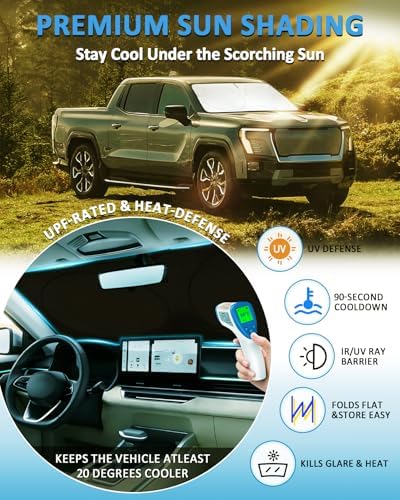 Sun Shade for 2019-2026 Chevy Silverado 1500/GMC Sierra Windshield Sunshade - Image 2