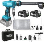 SEESII Cordless Car Washer, Dual 4000mAh Batteries Portable Washer with 6-in-1 Nozzle & Foam Cannon for Car, Home, Garden, Patio and Fence Cleaning by SEESII