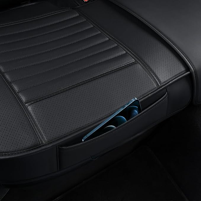 Back Seat Covers, Rear Seat Cushions, Auto Bench Protector with Breathable PU Leather and Non-Slip Bottom Universal for 4 Season (Black, 61" x 20. 5") - Image 3